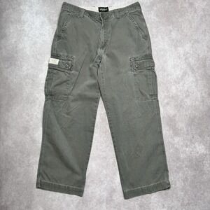 Eddie Bauer Pants Men's 33x28 Green Cargo Outdoors Gorpcore Hiking Camp Casual